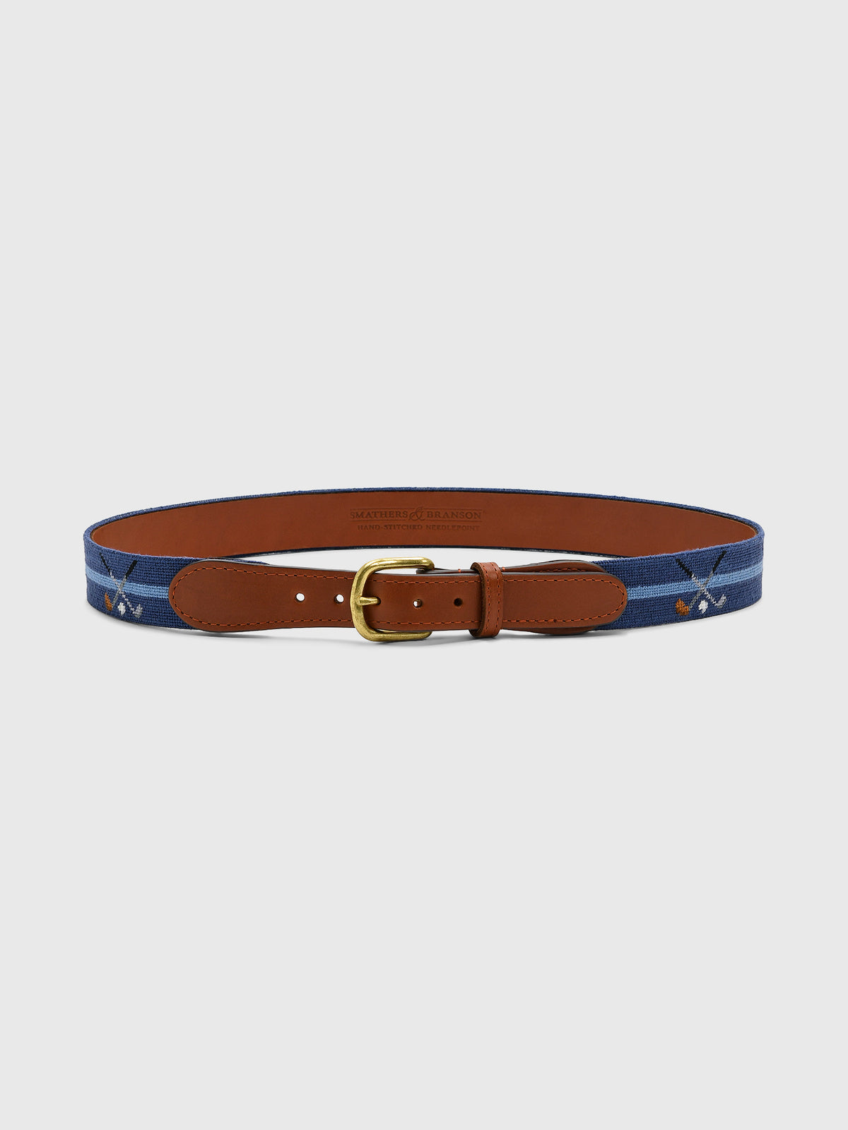 Smathers & Branson Men's Crossed Clubs Needlepoint Belt - Saint Bernard