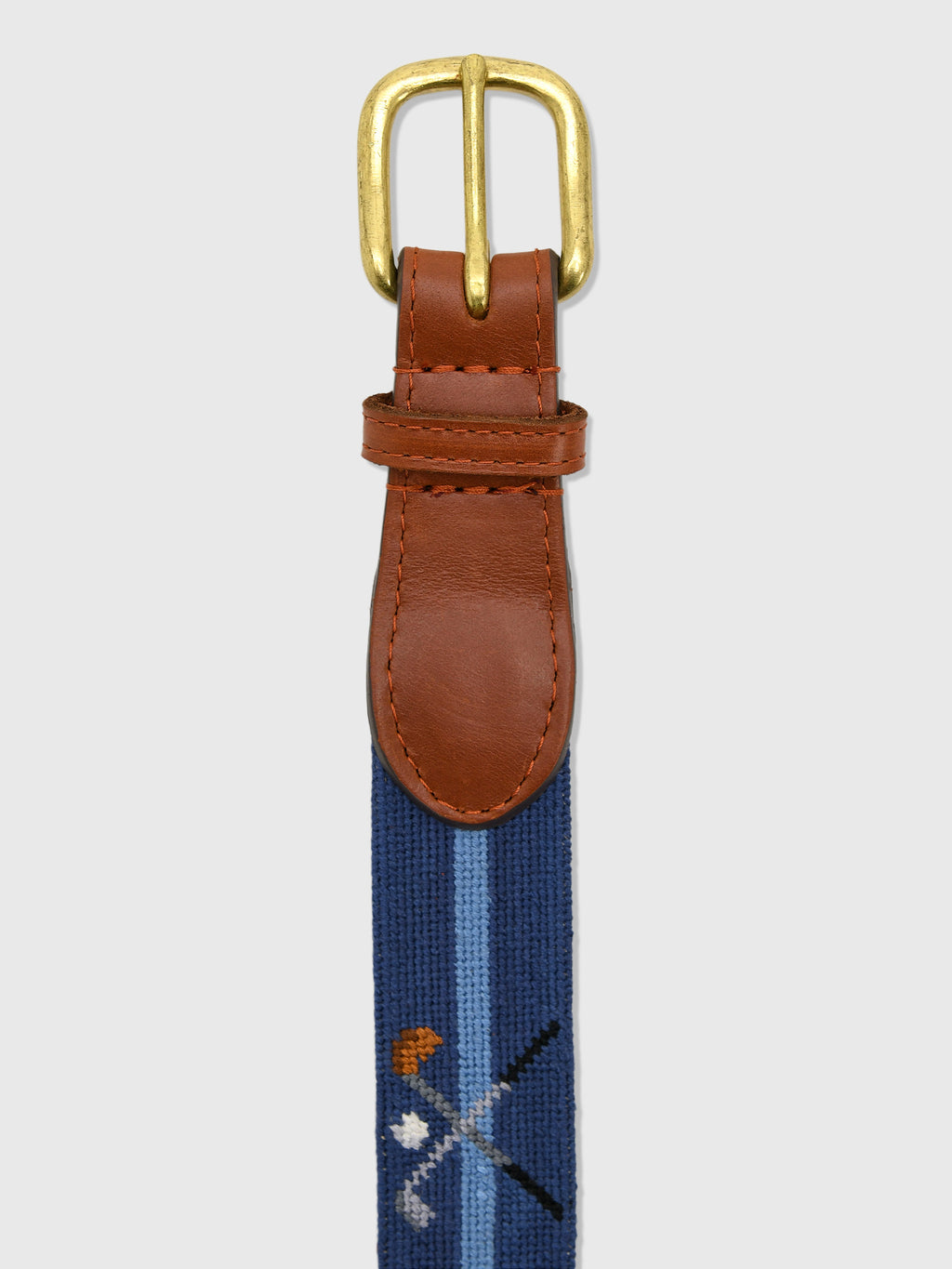 Smathers & Branson Men's Crossed Clubs Needlepoint Belt - Saint Bernard