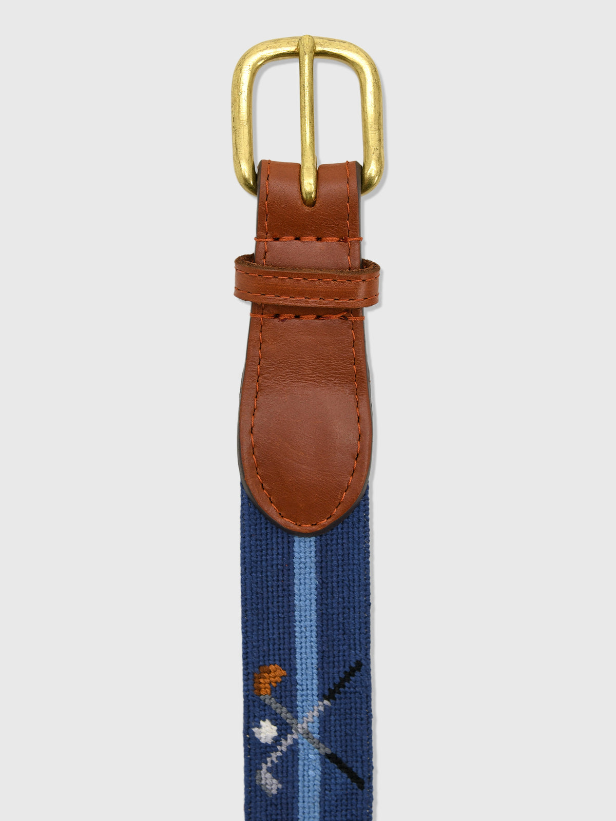 Smathers & Branson Men's Crossed Clubs Needlepoint Belt - Saint Bernard