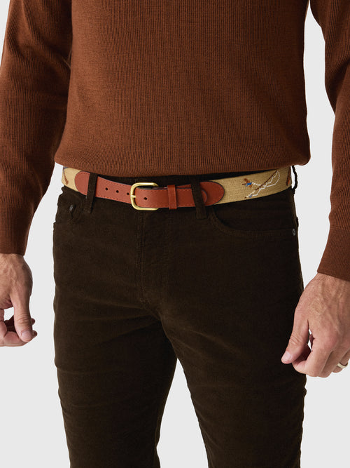 Smathers & Branson Men's Southern Sportsman Needlepoint Belt - Saint Bernard