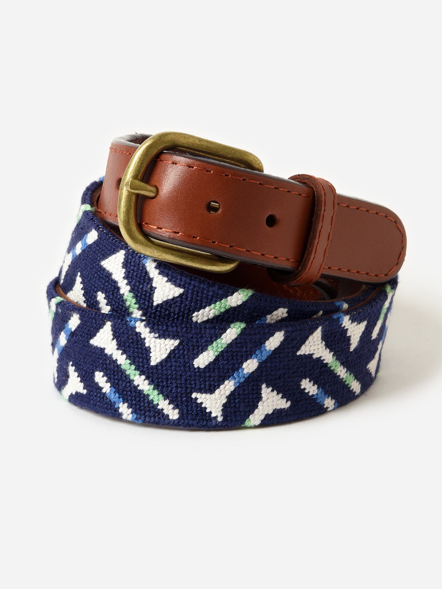 Smathers + Branson Men's Golf Tee Pattern Needlepoint Belt - Saint Bernard