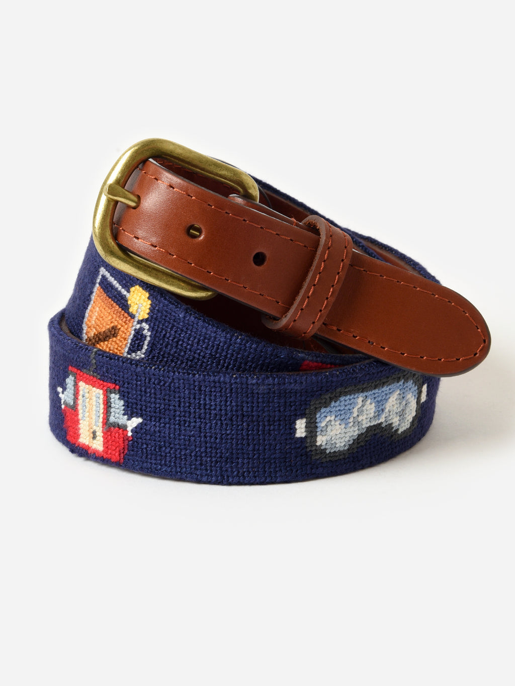 Smathers + Branson Men's Ski Life Needlepoint Belt - Saint Bernard