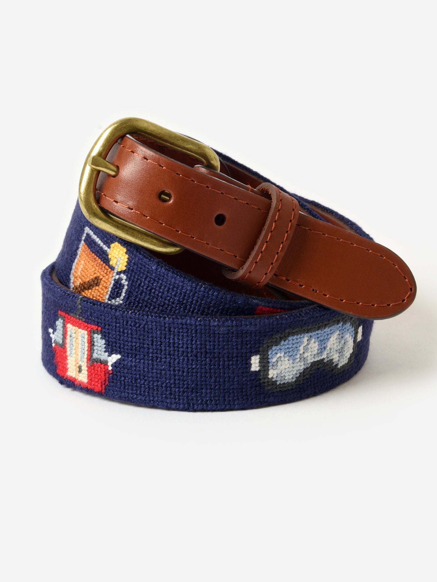 Smathers + Branson Men's Ski Life Needlepoint Belt - Saint Bernard