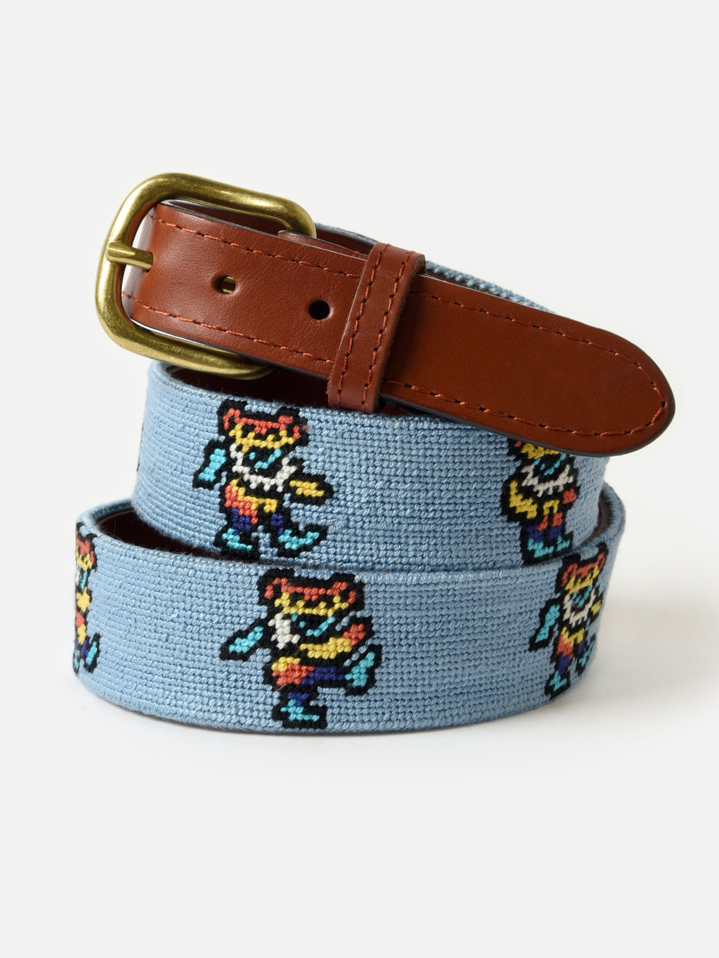 Smathers + Branson Men's Dancing Bears Tie Dye Needlepoint Belt - Saint Bernard