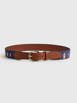 Smathers + Branson Men's Bourbon Bottles Needlepoint Belt - Saint Bernard