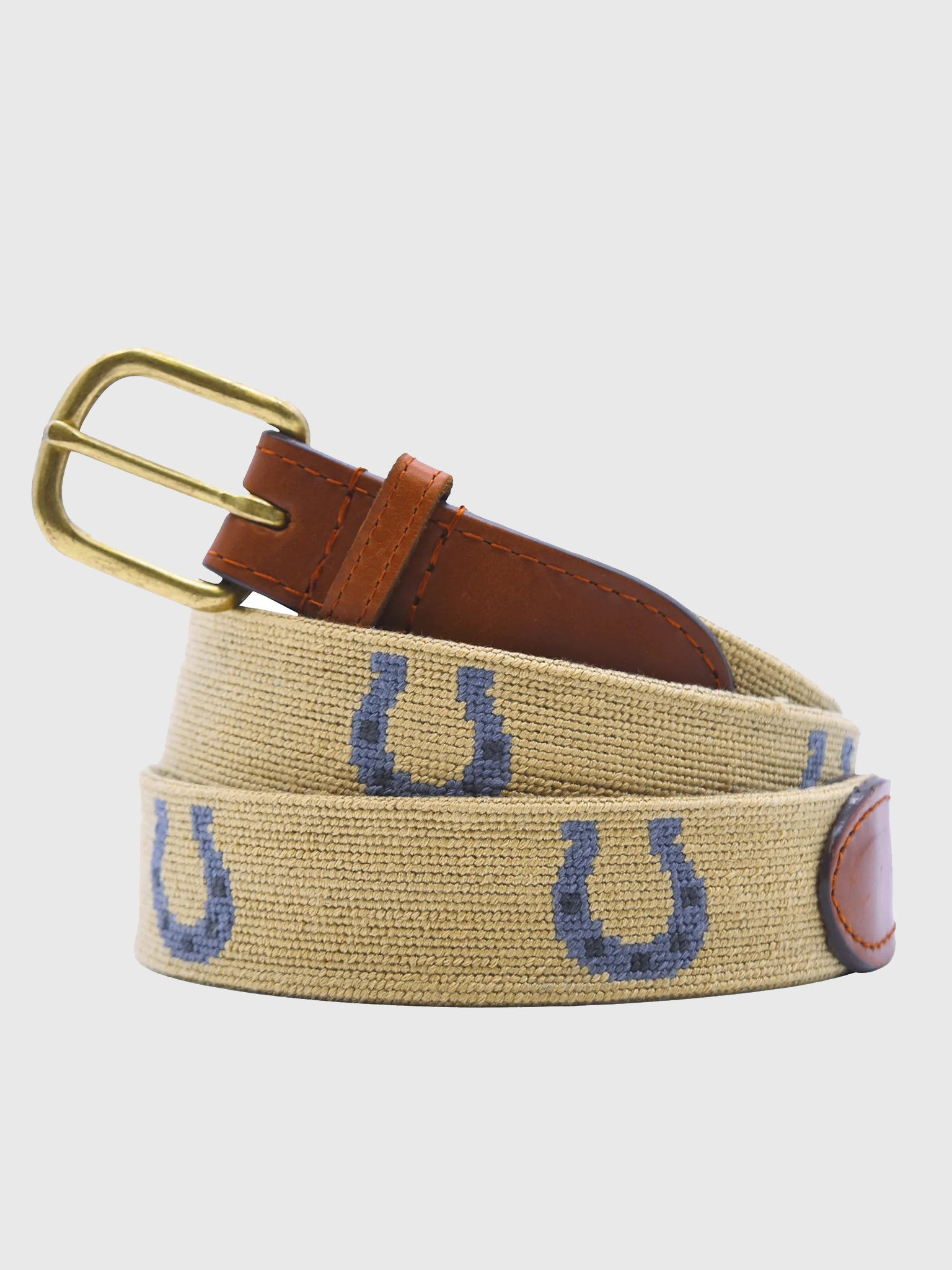 Smathers & Branson Men's Horseshoe Needlepoint Belt - Saint Bernard
