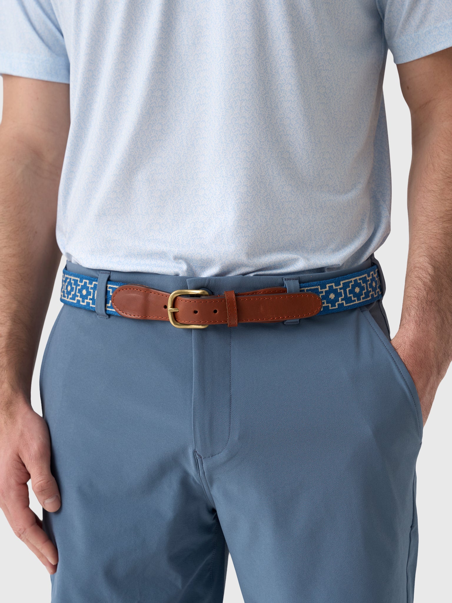 Smathers & Branson Men's Claiborne Needlepoint Belt - Saint Bernard