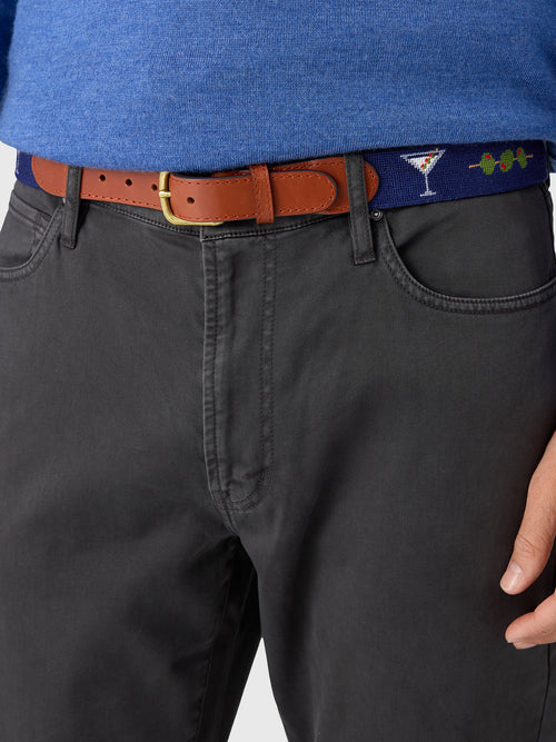 Smathers & Branson Men's Dirty Martini Needlepoint Belt - Saint Bernard
