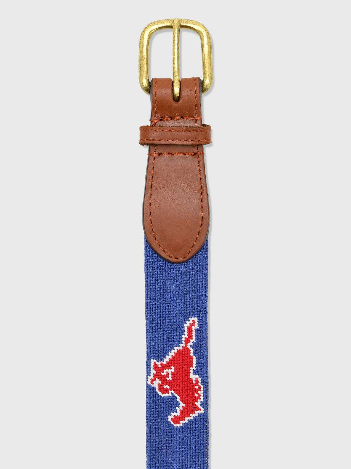 Smathers & Branson Men's Southern Methodist University Needlepoint Belt - Saint Bernard