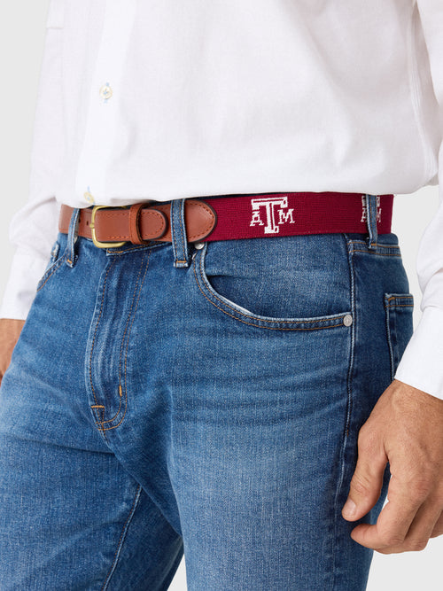 Smathers & Branson Men's Texas A&M University Needlepoint Belt