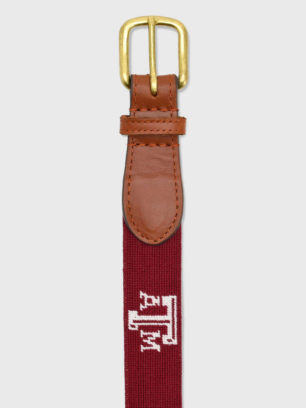 Smathers & Branson Men's Texas A&M University Needlepoint Belt - Saint Bernard