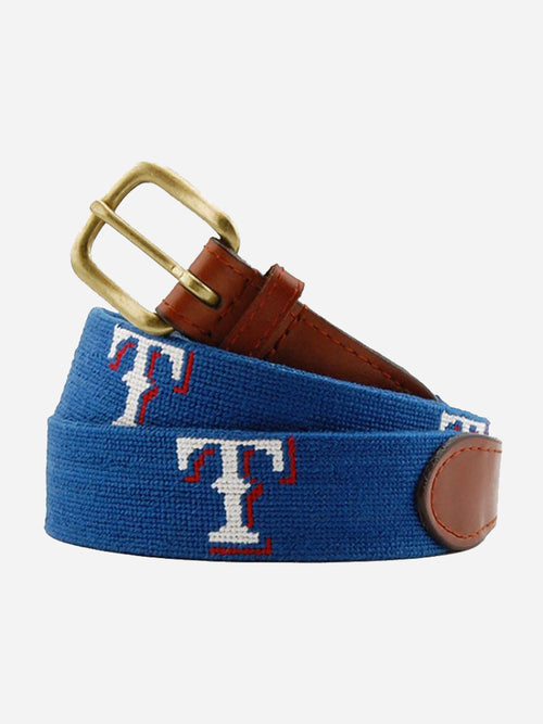 Smathers + Branson Men's Texas Rangers Needlepoint Belt