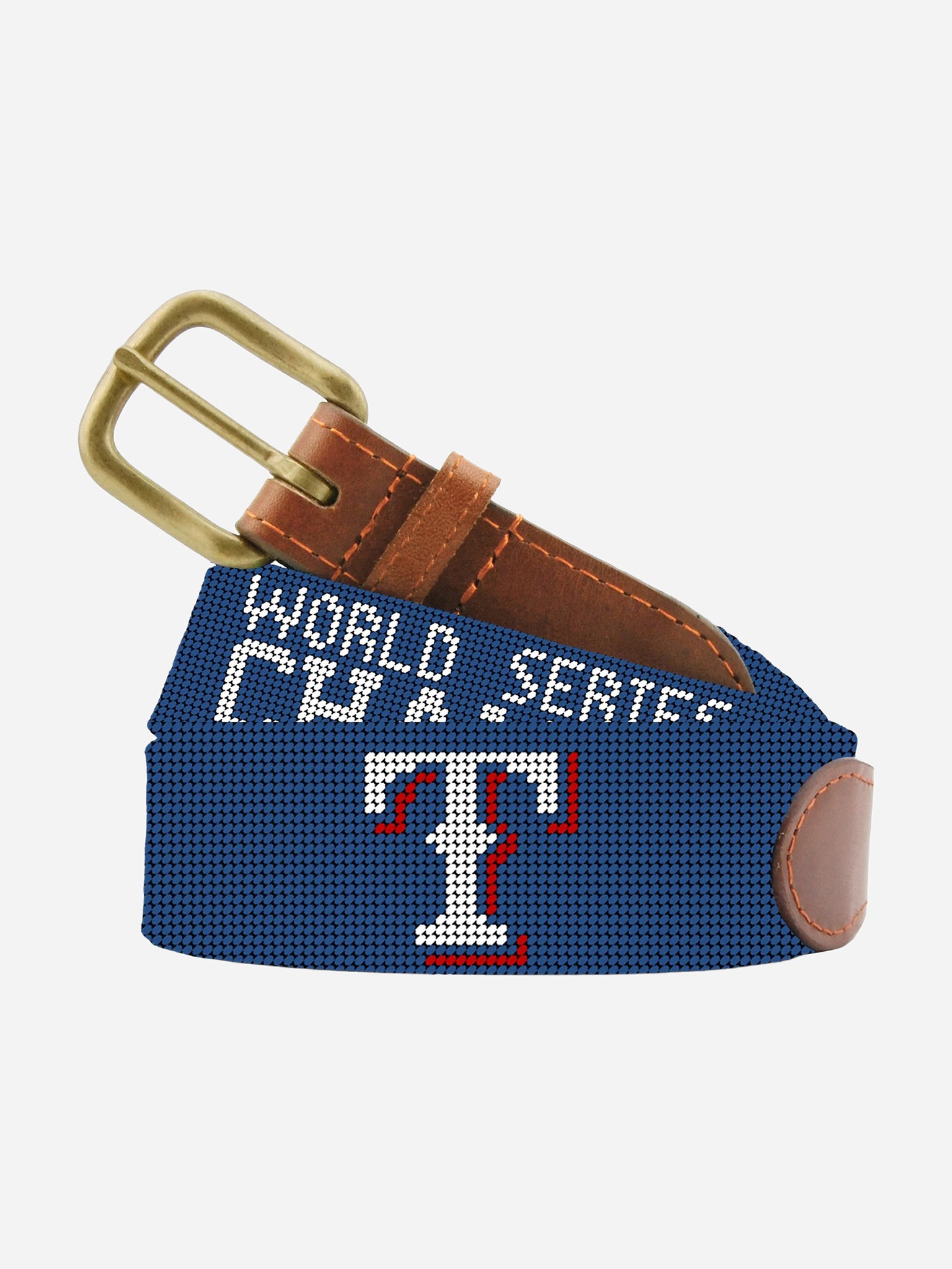 Smathers + Branson Men's Texas Rangers 2023 World Series Needlepoint Belt - Saint Bernard