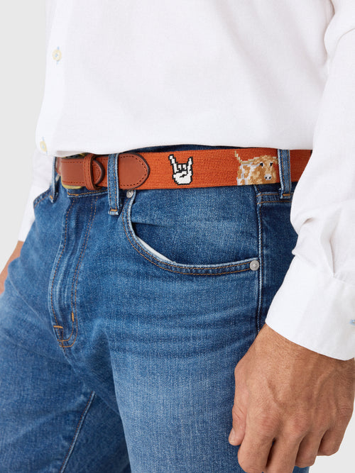 Smathers & Branson Men's University of Texas Life Needlepoint Belt