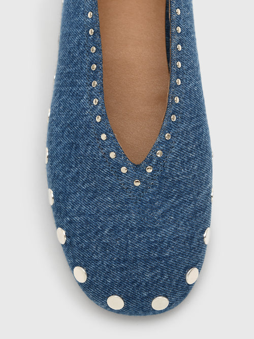 GANNI Women's Jenny Ballerina Denim Flat