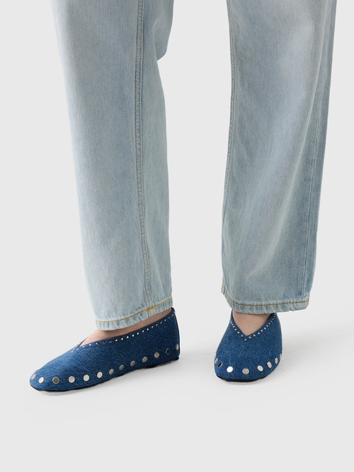 GANNI Women's Jenny Ballerina Denim Flat