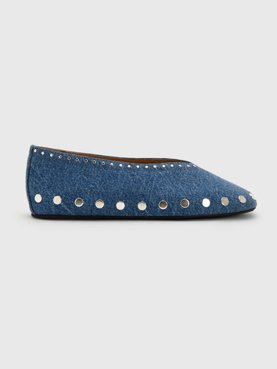 GANNI Women's Jenny Ballerina Denim Flat - Saint Bernard