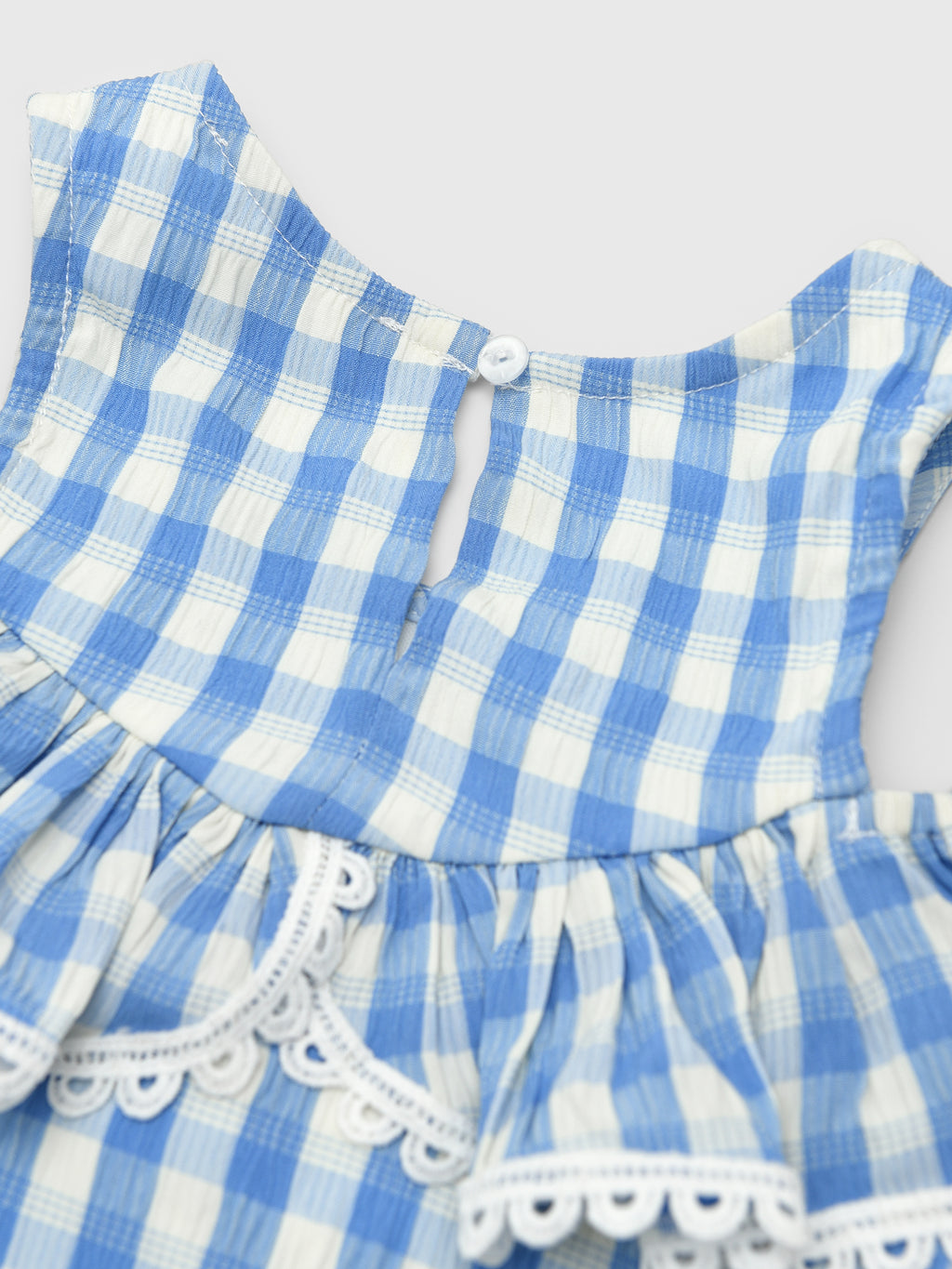 Baby Sara Girls' Cold Shoulder Ruffle Gingham Dress - Saint Bernard