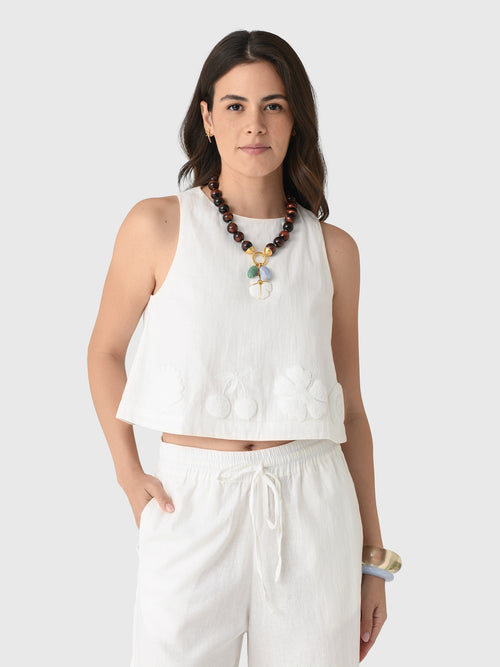 Cleonie Women's Wahine Linen Crop Top