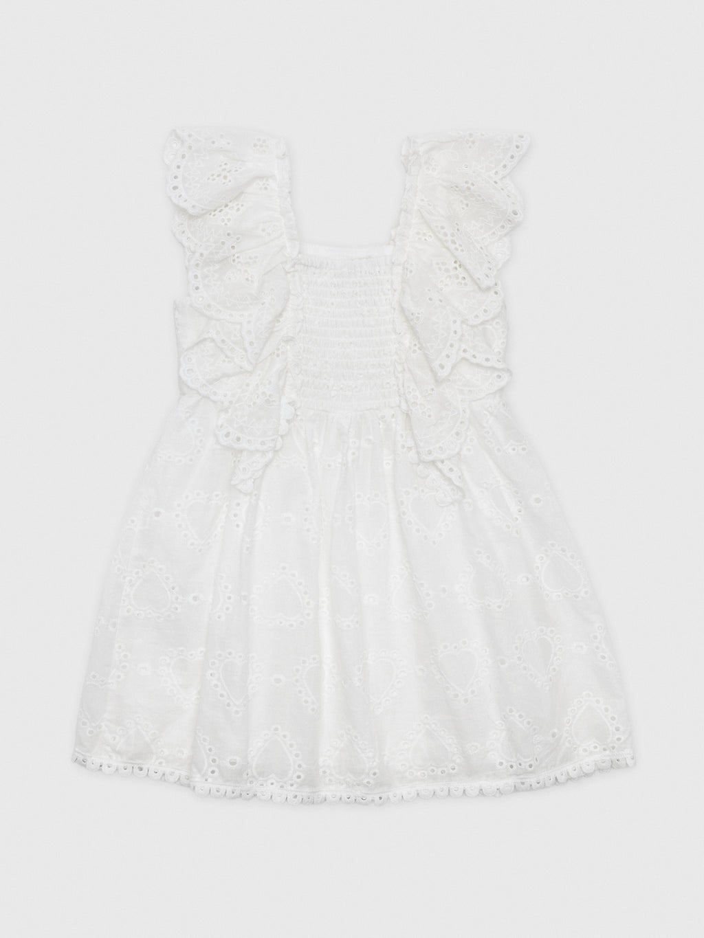 Baby Sara Girls' Empire Ruffle Eyelet Dress - Saint Bernard