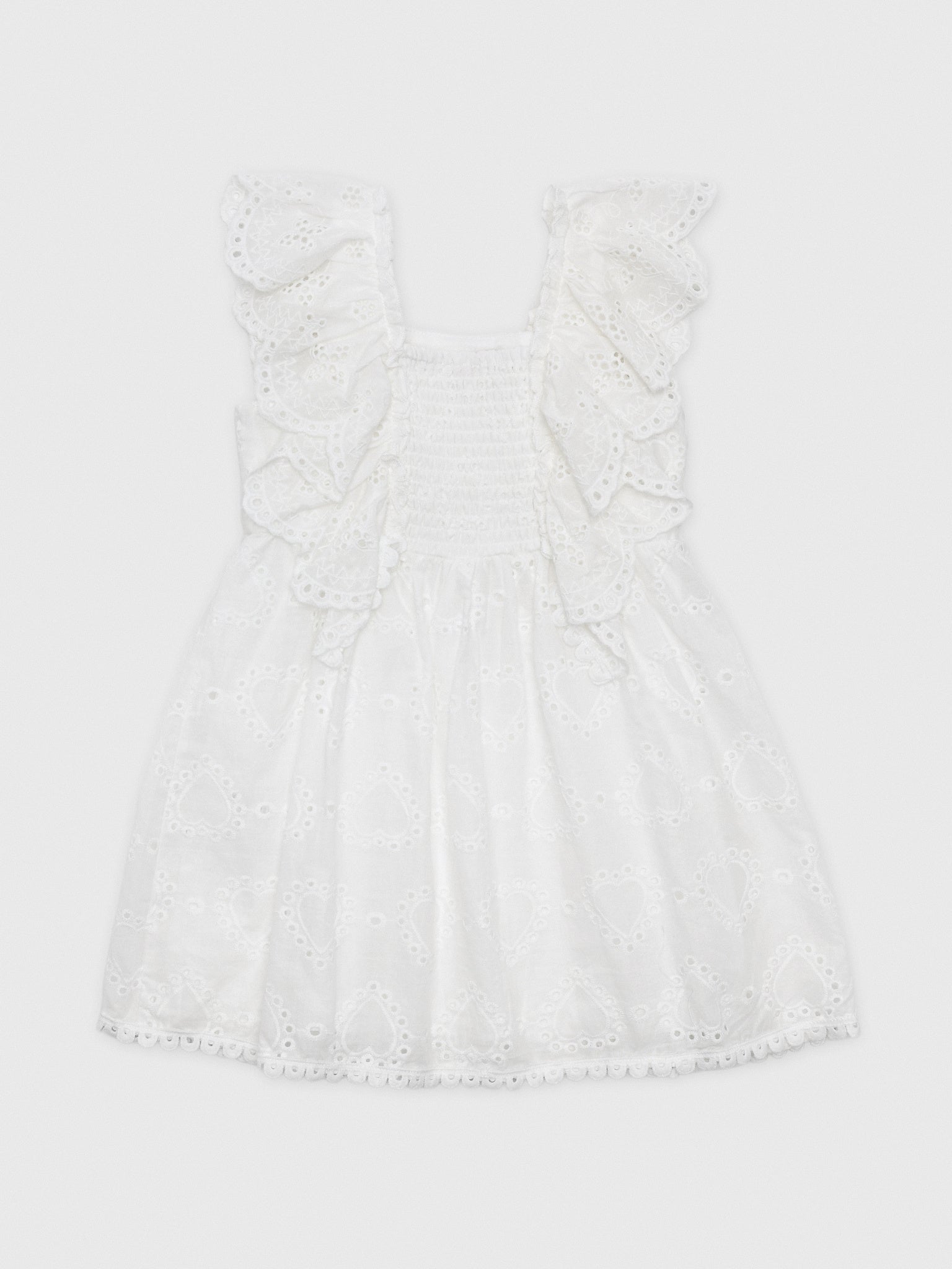 Baby Sara Girls' Empire Ruffle Eyelet Dress - Saint Bernard