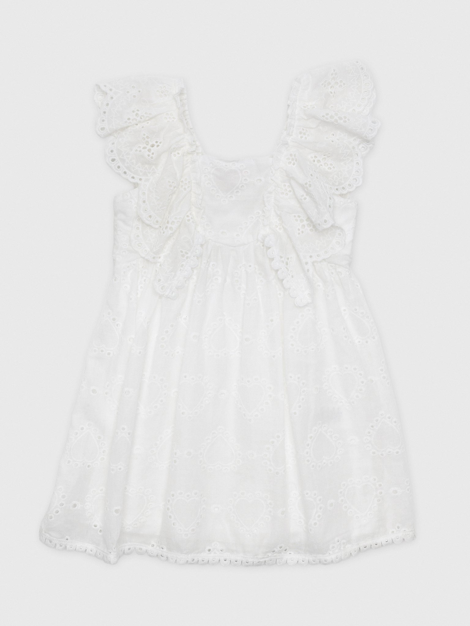 Baby Sara Girls' Empire Ruffle Eyelet Dress - Saint Bernard