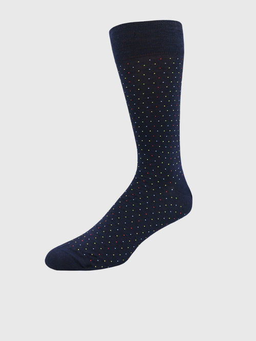 Lorenzo Uomo Men's Merino Wool Pin Dot Dress Socks