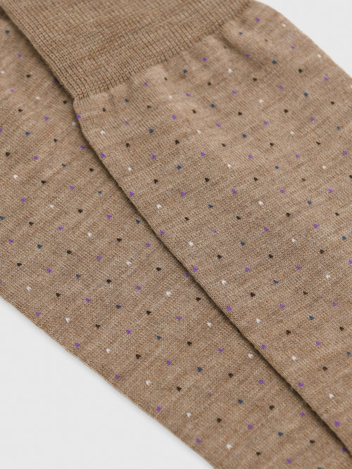 Lorenzo Uomo Men's Merino Wool Pin Dot Dress Socks - Saint Bernard