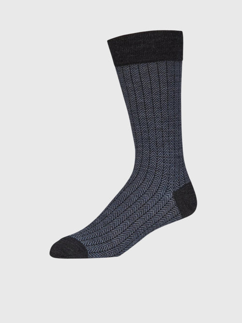 Lorenzo Uomo Men's Merino Wool Herringbone Dress Socks