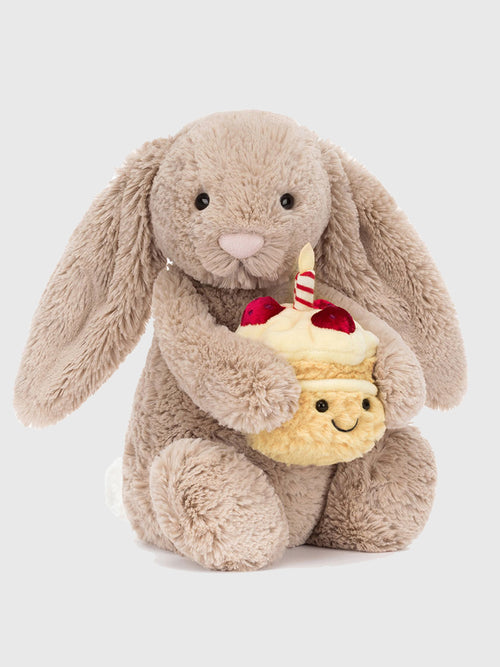 Jellycat Bashful Birthday Beige Bunny Plush
