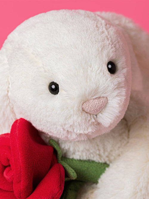 Jellycat Cream Bunny With Rose Plush