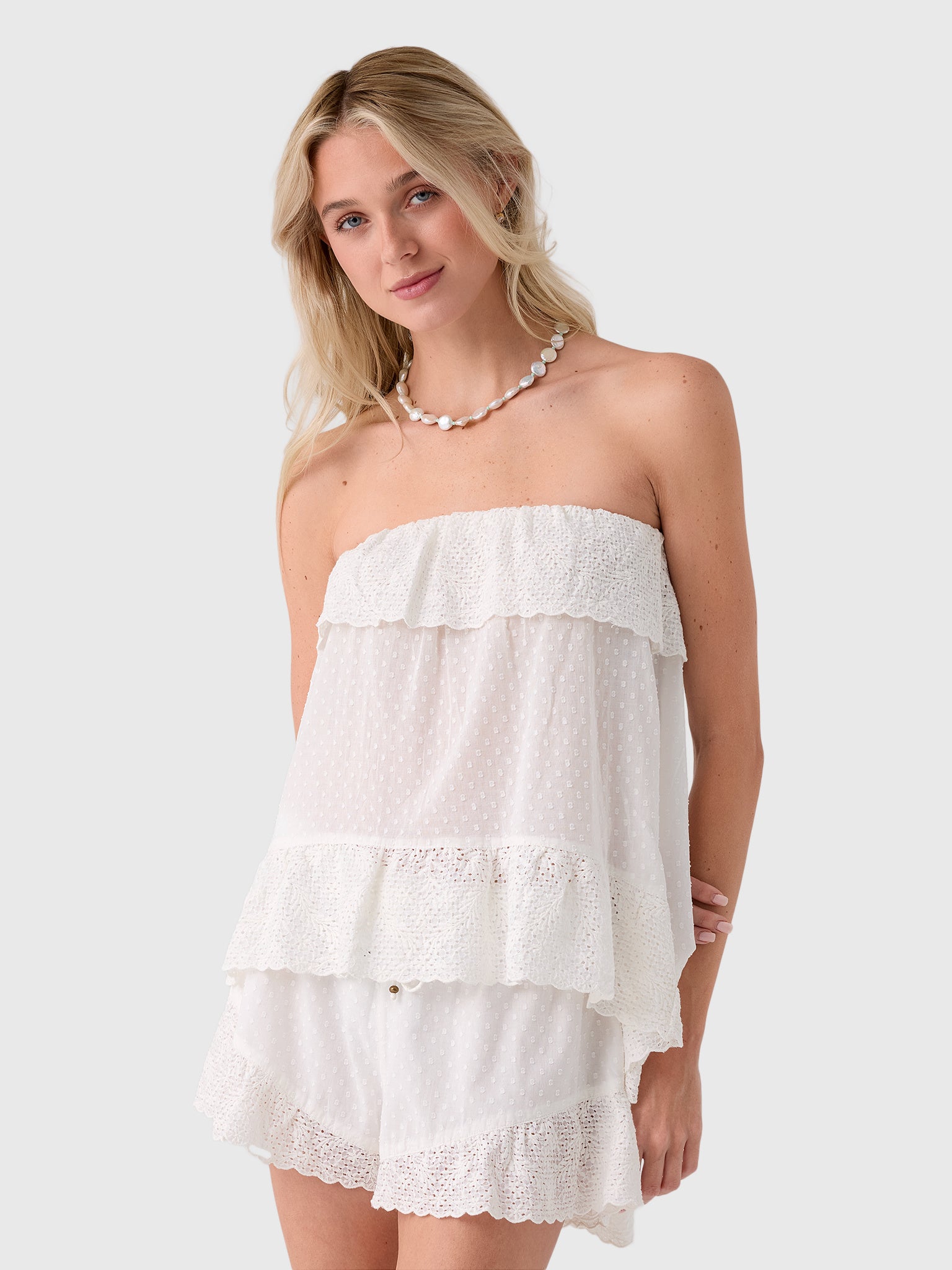 Boteh Women's Serenia Strapless Frill Top - Saint Bernard