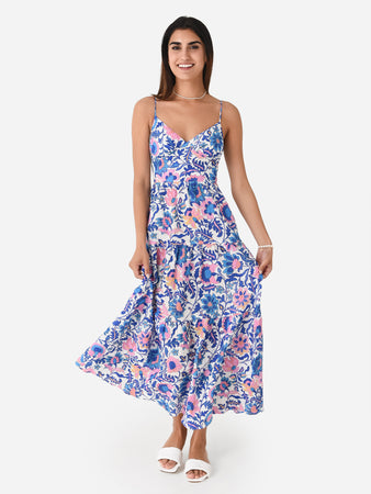 princess polly baby blue dress PRETTYGARDEN Women's Summer Maxi Dress, Plaid Square Neck A Line