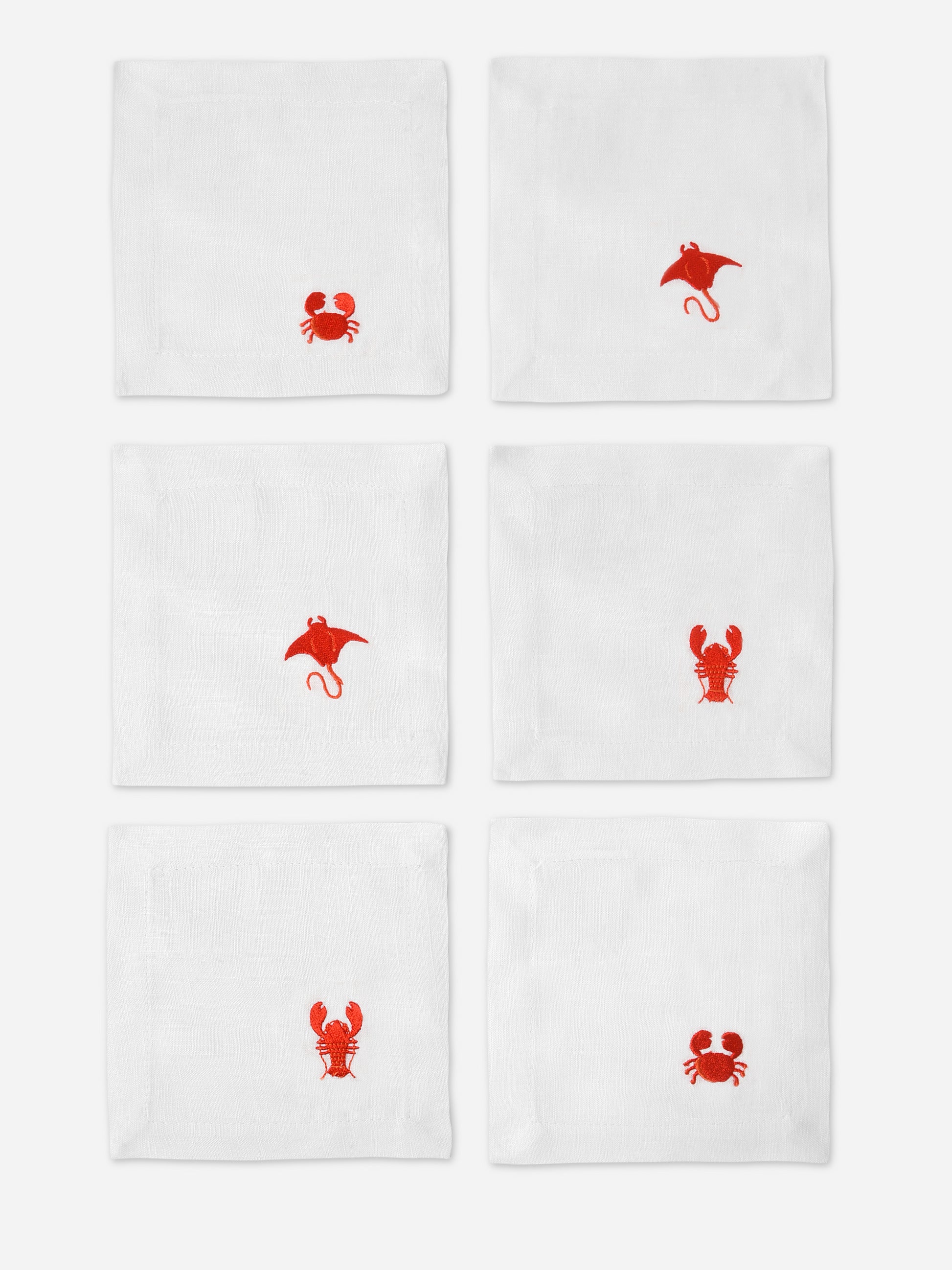 Barioles Casa Set of 6 Linen Cocktail Napkins - Saint Bernard