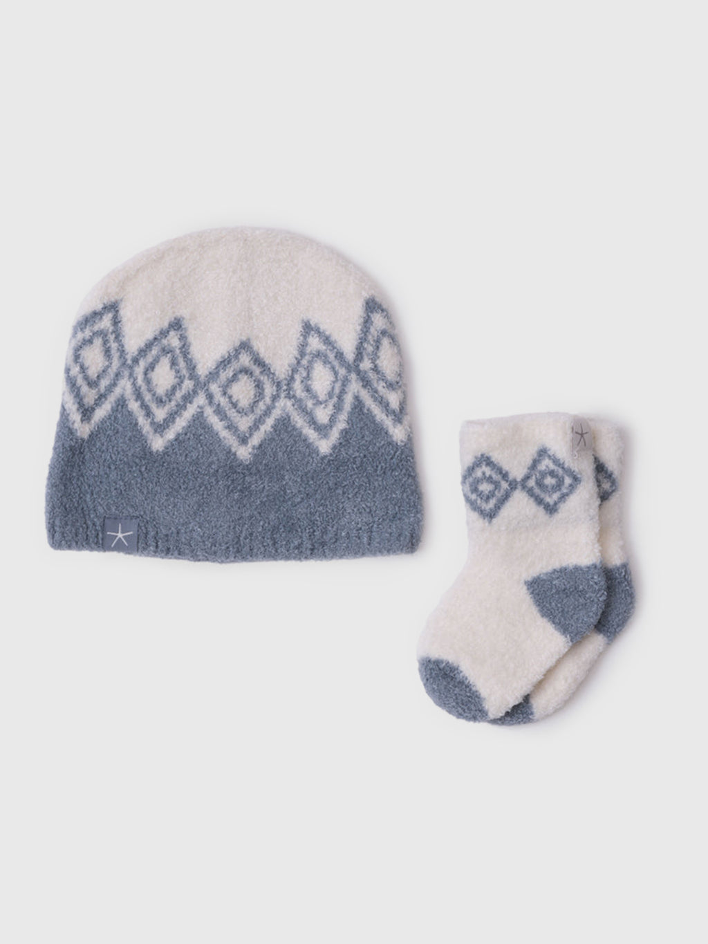 Barefoot Dreams Baby CozyChic Lite Fair Isle Beanie & Sock Set - Saint Bernard