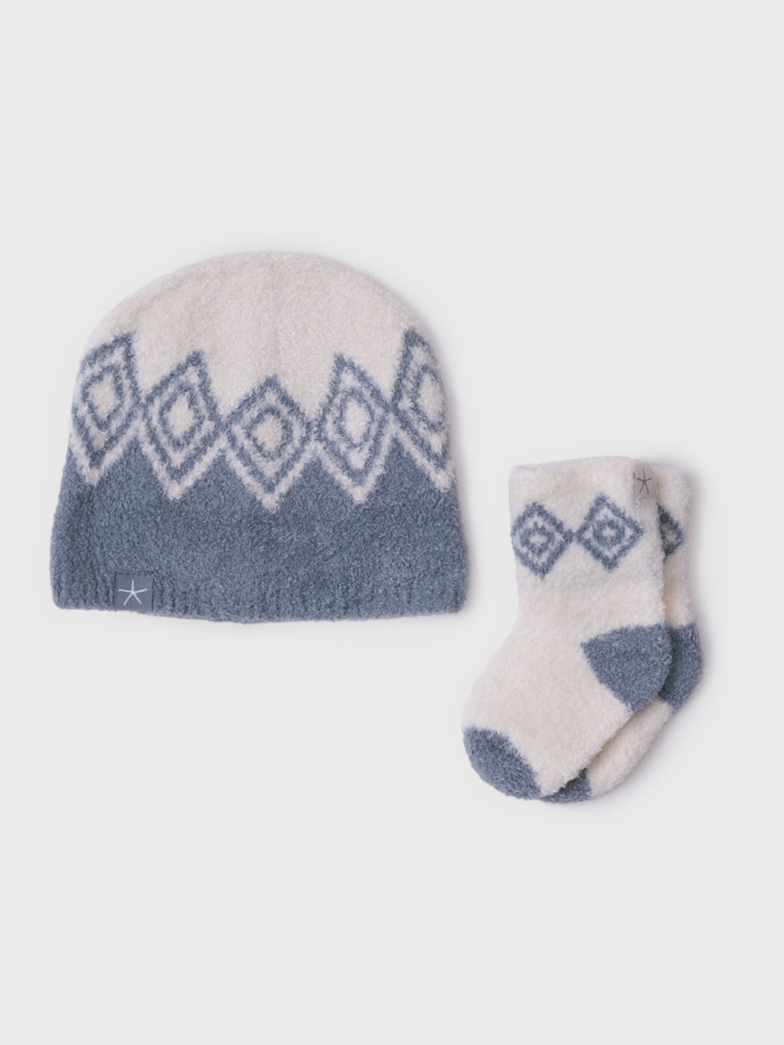 Barefoot Dreams Baby CozyChic Lite Fair Isle Beanie & Sock Set - Saint Bernard