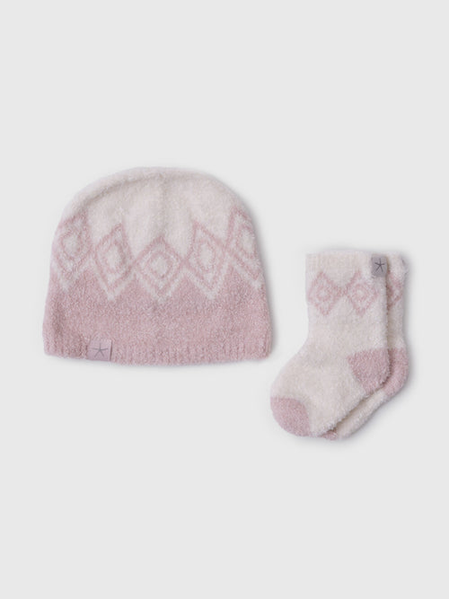 Barefoot Dreams Baby CozyChic Lite Fair Isle Beanie & Sock Set