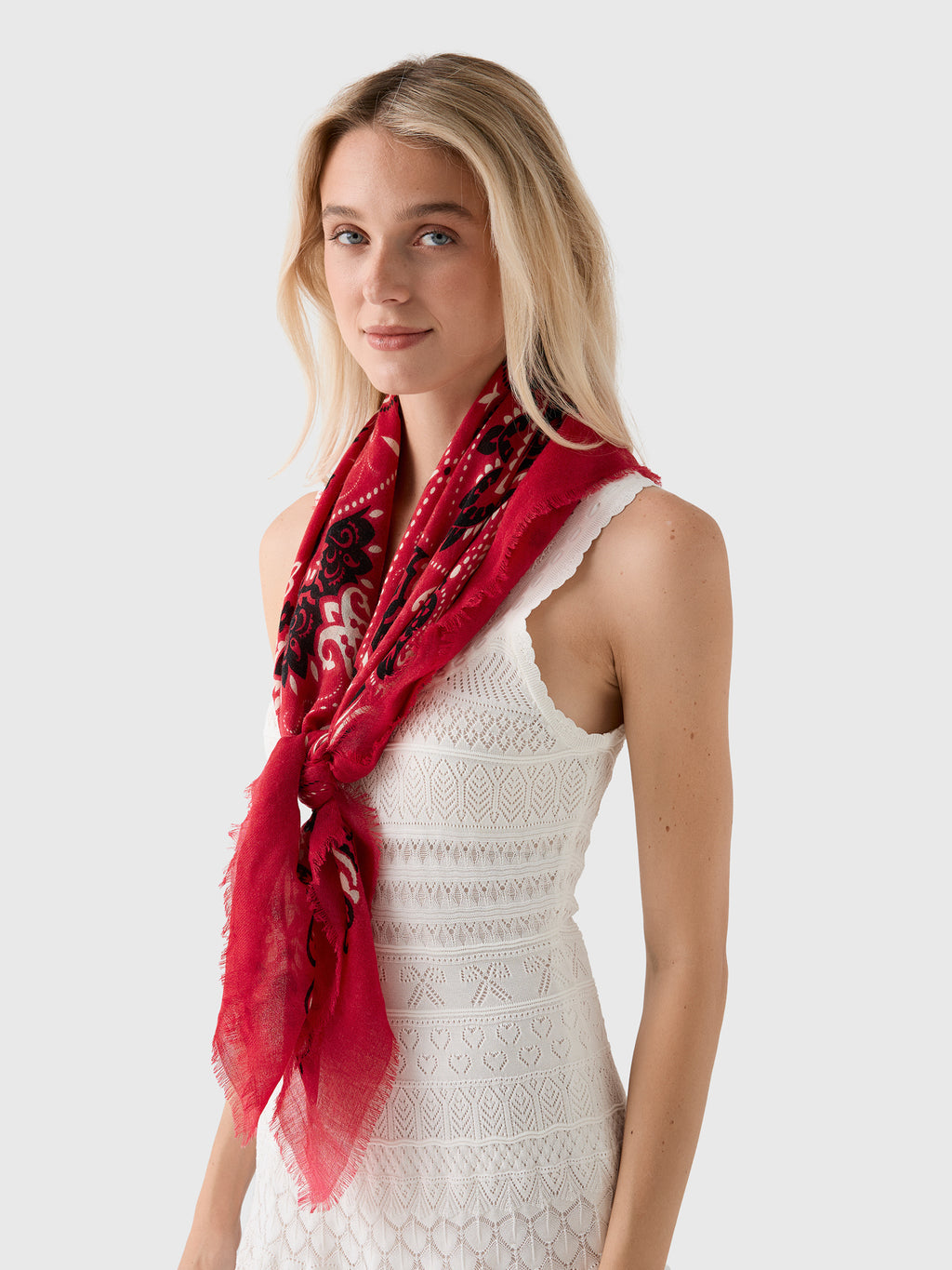 Maison Lecomte Flament Bandana Wool Silk Scarf - Saint Bernard