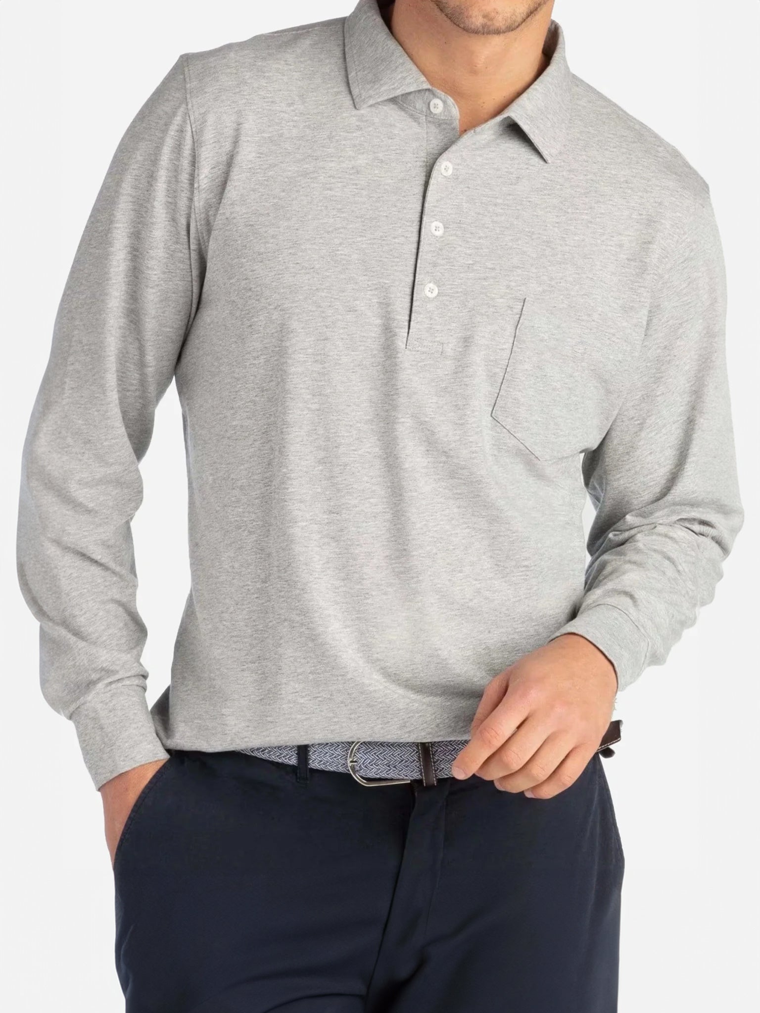 B.Draddy Men's Jack Long Sleeve Polo - Saint Bernard