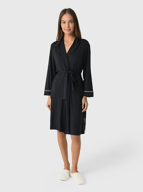 Barefoot Dreams Women's Luxe Milk Jersey Piping Robe