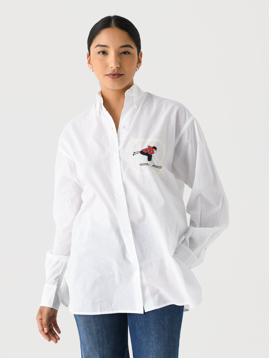 Benaras Women's Ski Girl Pocket Shirt - Saint Bernard