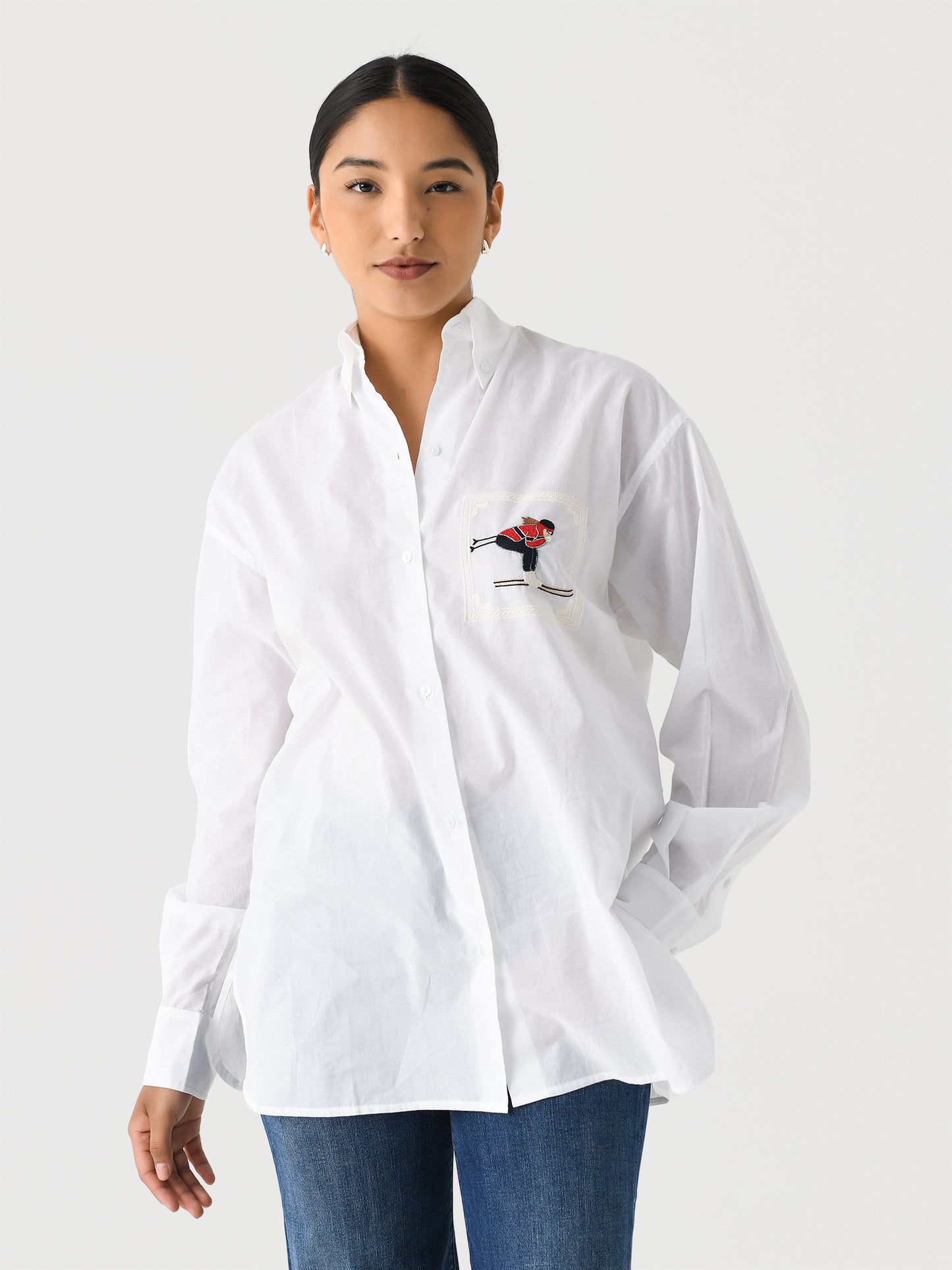 Benaras Women's Ski Girl Pocket Shirt - Saint Bernard