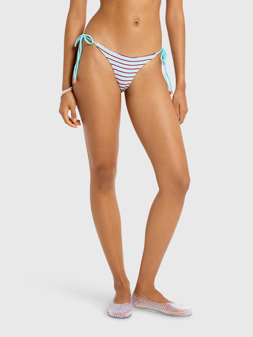 Bond Eye Women's Beaded Tie Side Vista Brief Bikini Bottom - Saint Bernard