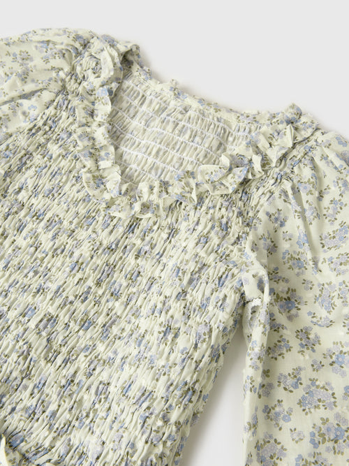 Be Elizabeth Girls' Swiss Dot Long Sleeve Smocked Dress