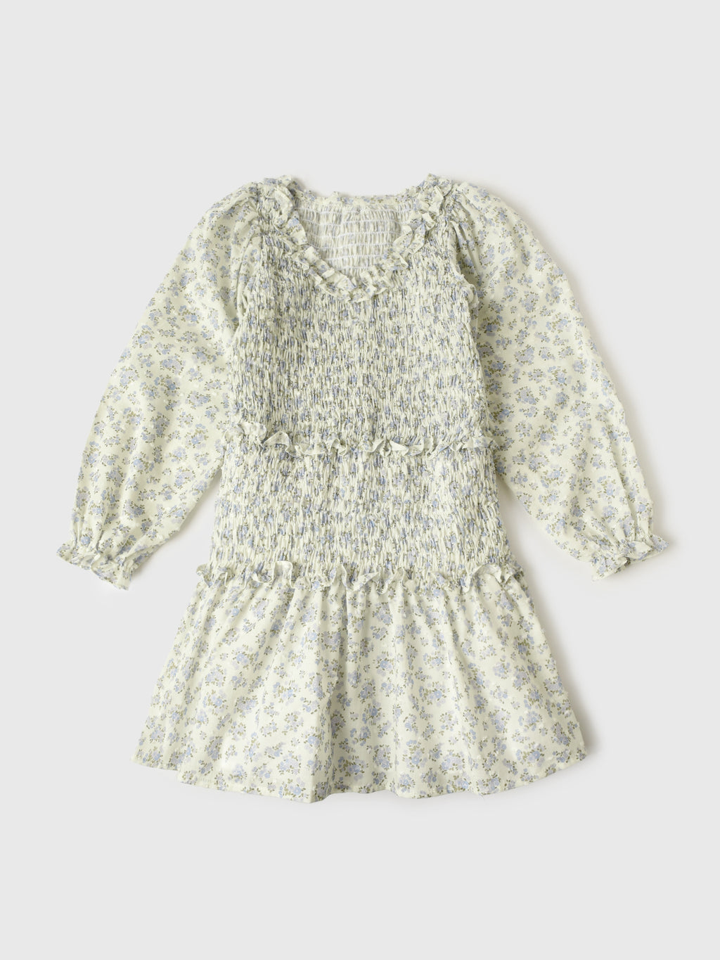 Be Elizabeth Girls' Swiss Dot Long Sleeve Smocked Dress - Saint Bernard