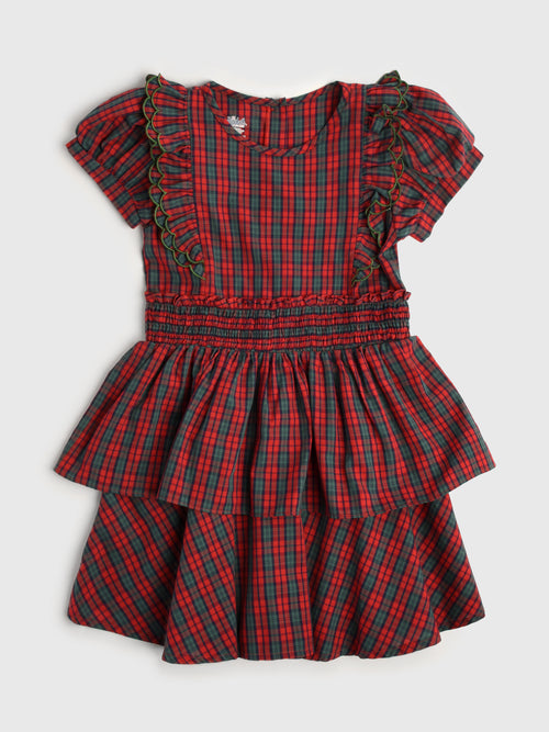 Be Elizabeth Girls' Tiered Plaid Dress