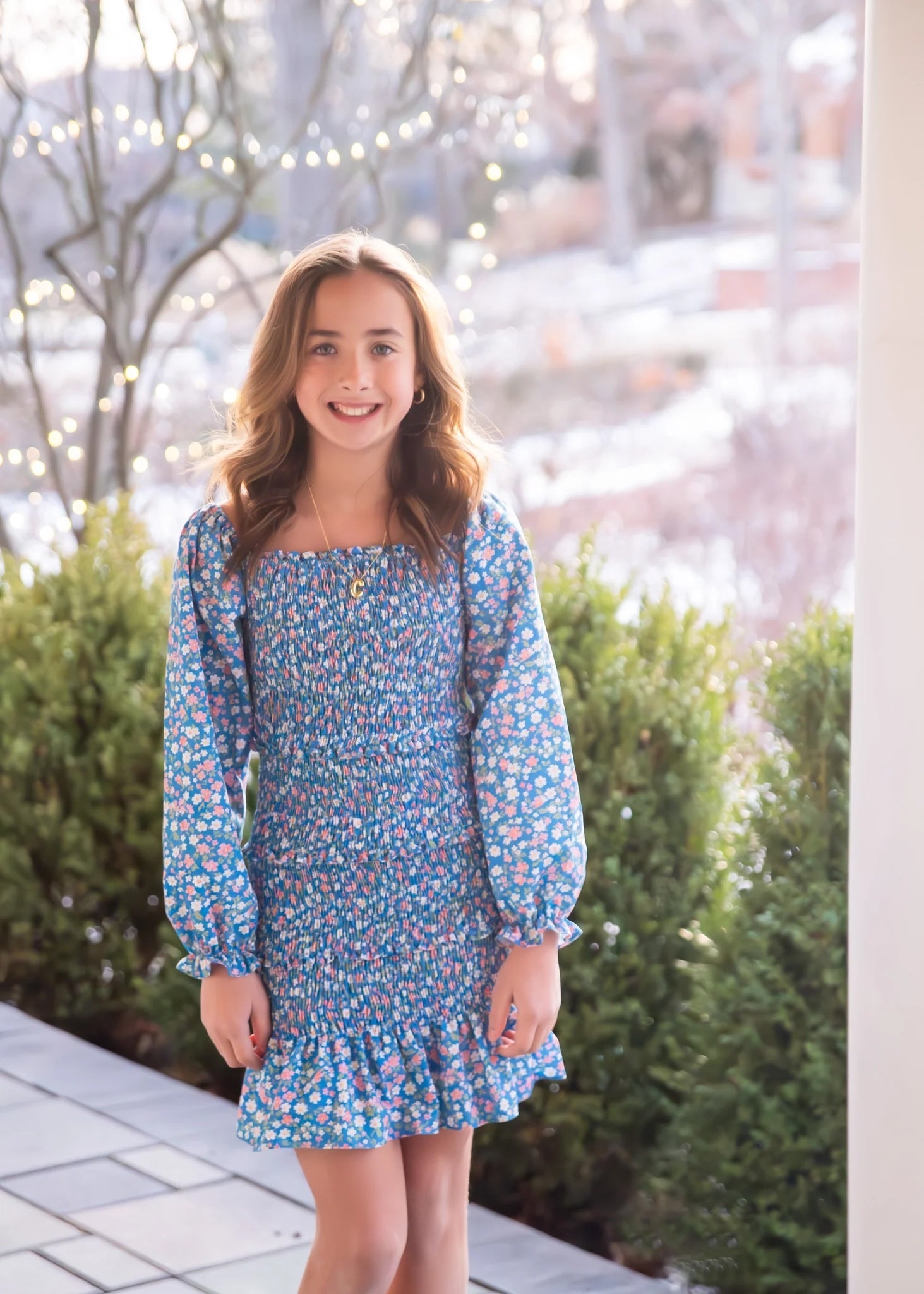 Be Elizabeth Girls' Fall Floral Smocked Dress