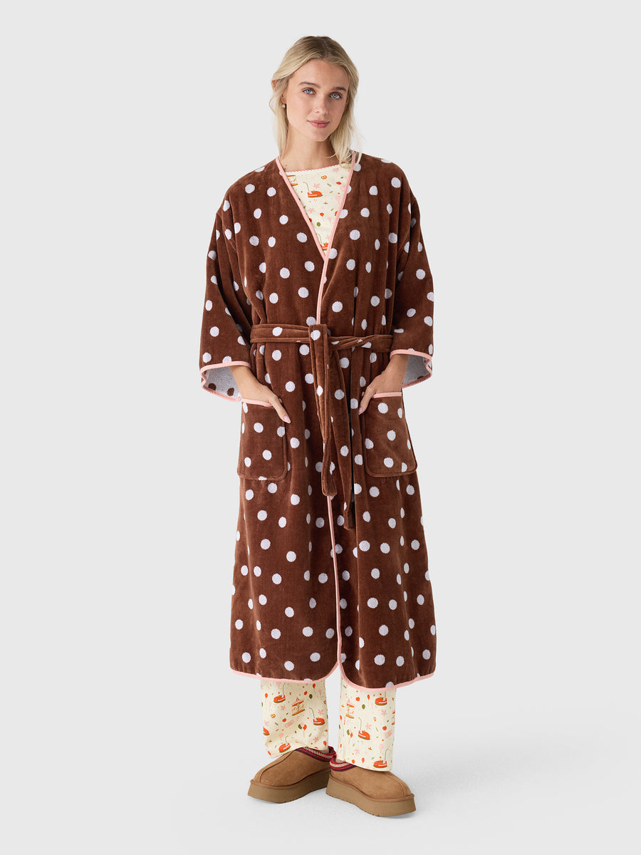 Weezie Women's Bell Sleeve Plush Robe - Saint Bernard
