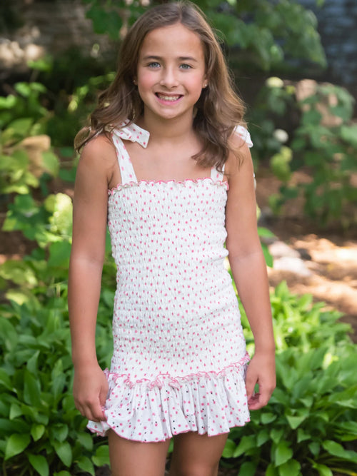 Be Elizabeth Girls' Smocked Tie Shoulder Dress