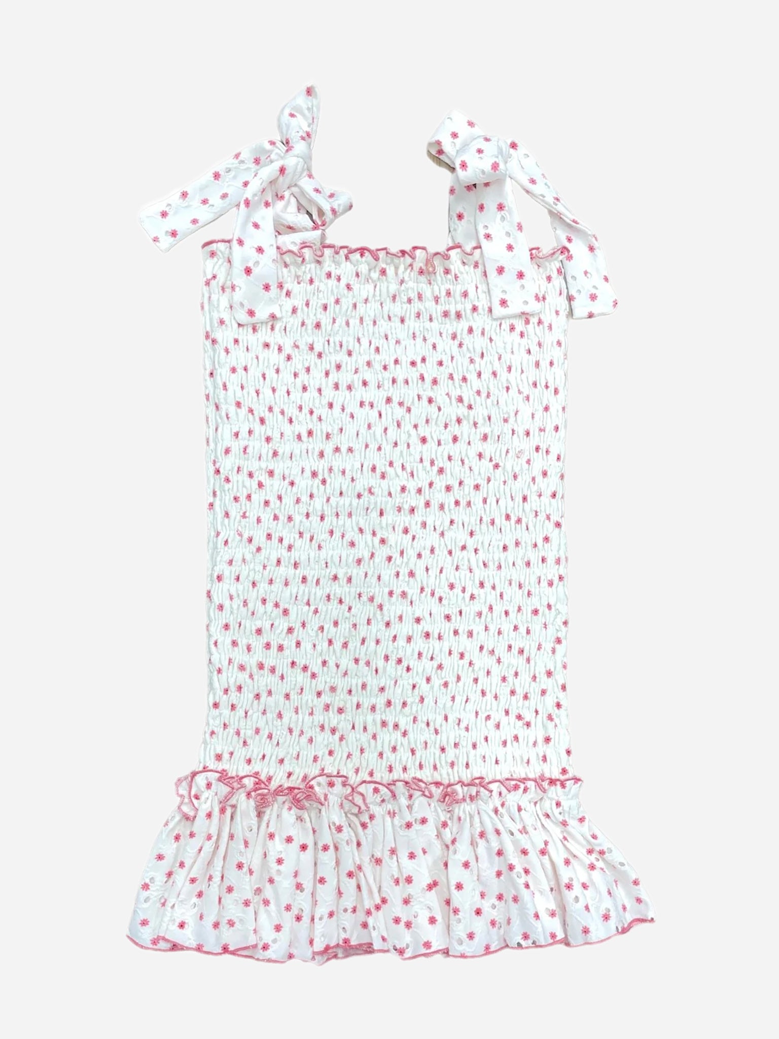 Be Elizabeth Girls' Smocked Tie Shoulder Dress - Saint Bernard